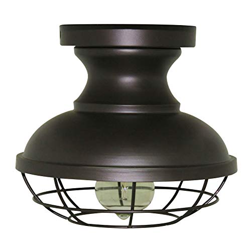 allen + roth Yordan 8.4-in W Bronze Metal Semi-Flush Mount LightL8