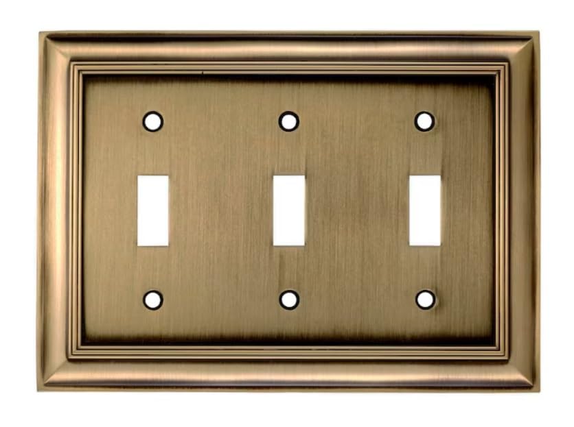 allen + roth Cosgrove 3-Gang Antique Brass Triple Toggle Wall Plate